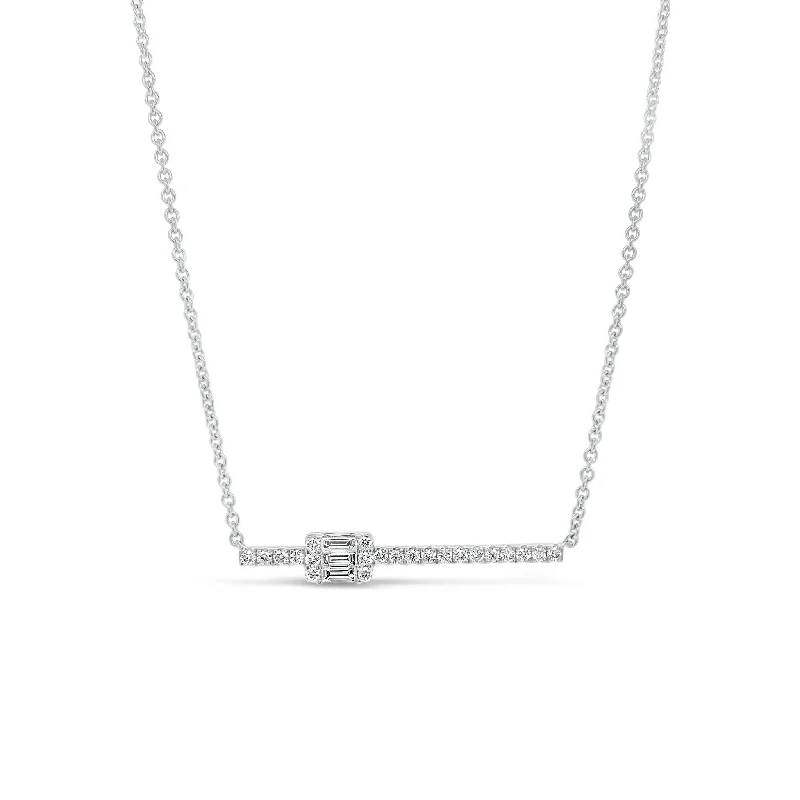 Diamond Bar Pendant with Diamond Rectangle Accent