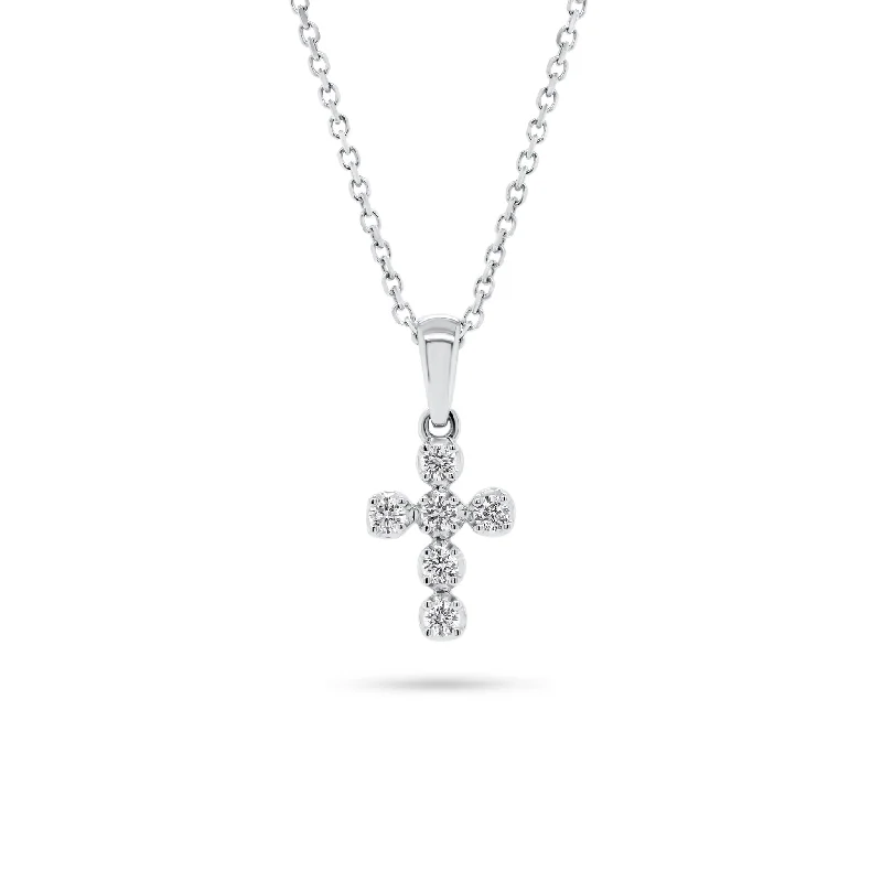 Diamond Rounded Cross Pendant Necklace