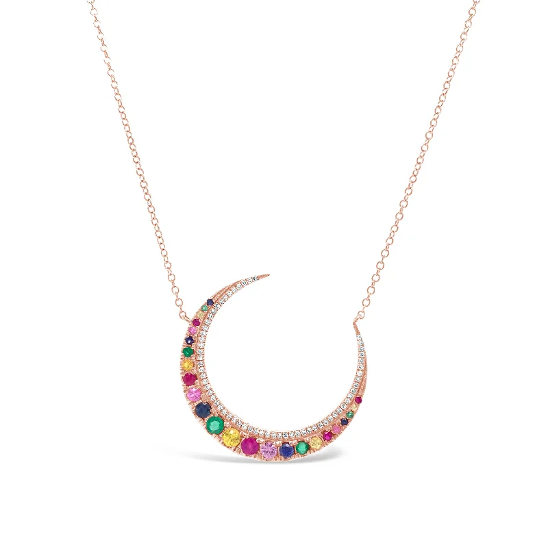 Rainbow Crescent Moon Necklace