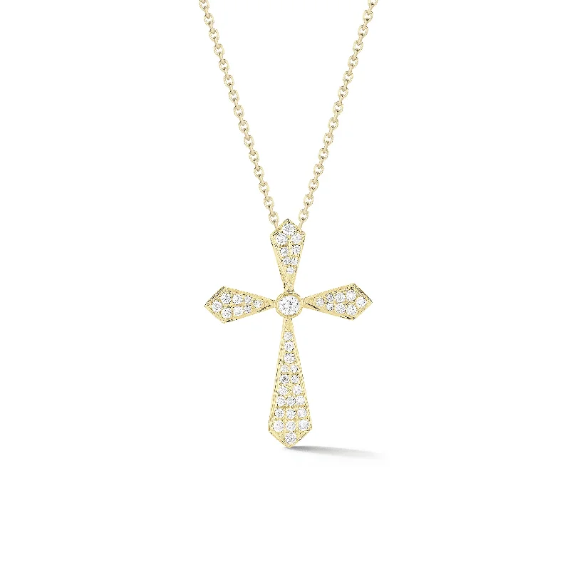 Pave Diamond Cross Pendant Necklace