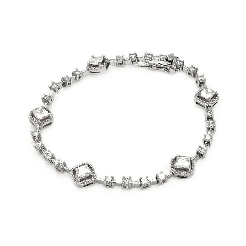 Silver 925 Rhodium Plated Multiple Tennis Clear CZ Bracelet - BGB00101