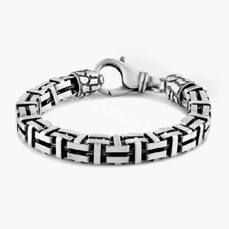 Oxidized 925 Sterling Silver Byzantine Bracelet 9mm - VGB28