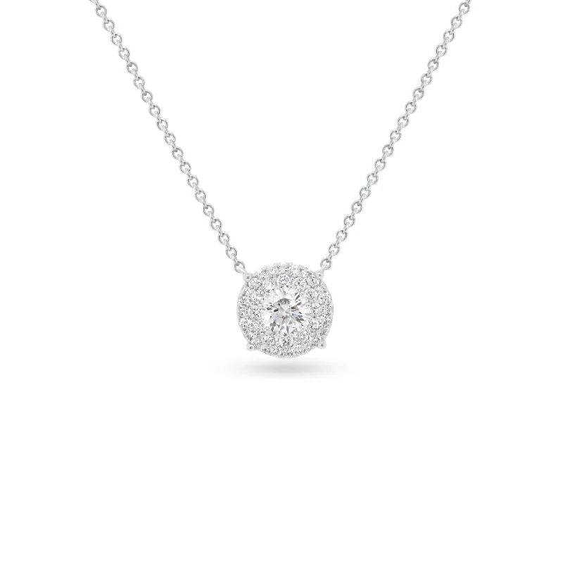 Diamond Double Halo Pendant Necklace