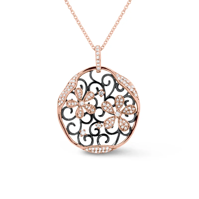 Diamond Blossoming Flowers Cutout Pendant