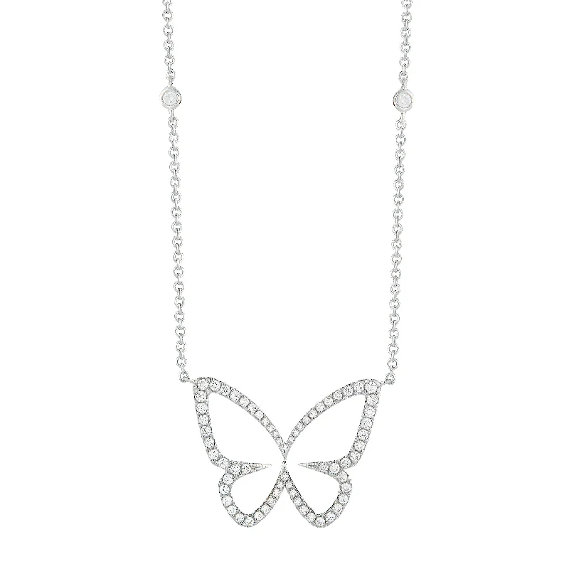 Diamond Butterfly Cutout Pendant Necklace