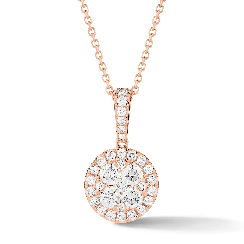 Diamond Halo Cluster Pendant Necklace