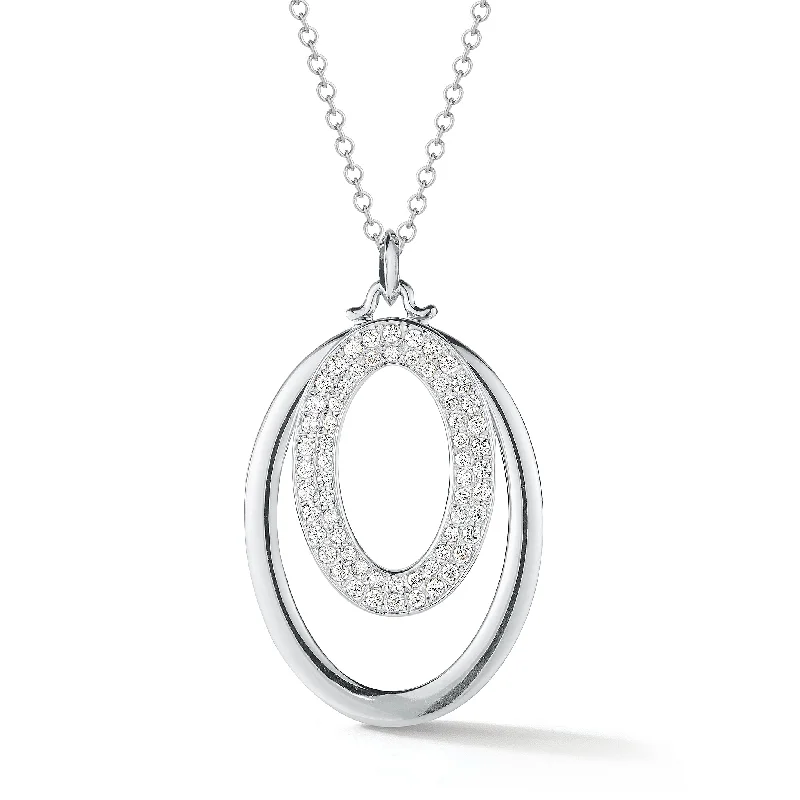 Diamond & Gold Oval Pendant Necklace