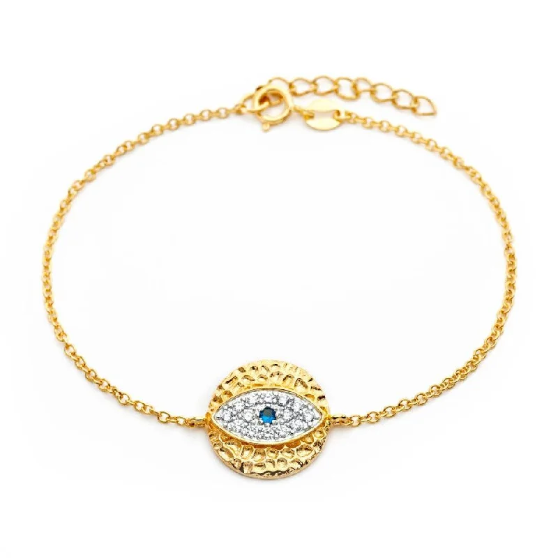 Silver 925 Gold Plated Evil Eye CZ Bracelet - BGB00167