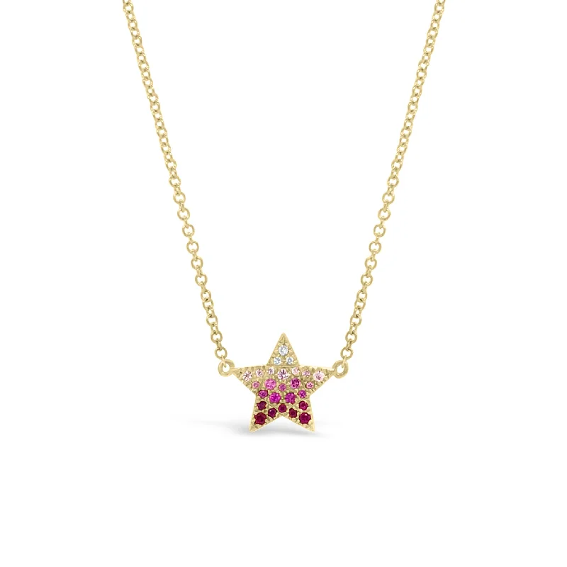 Gradient Gemstone & Diamond Star Necklace