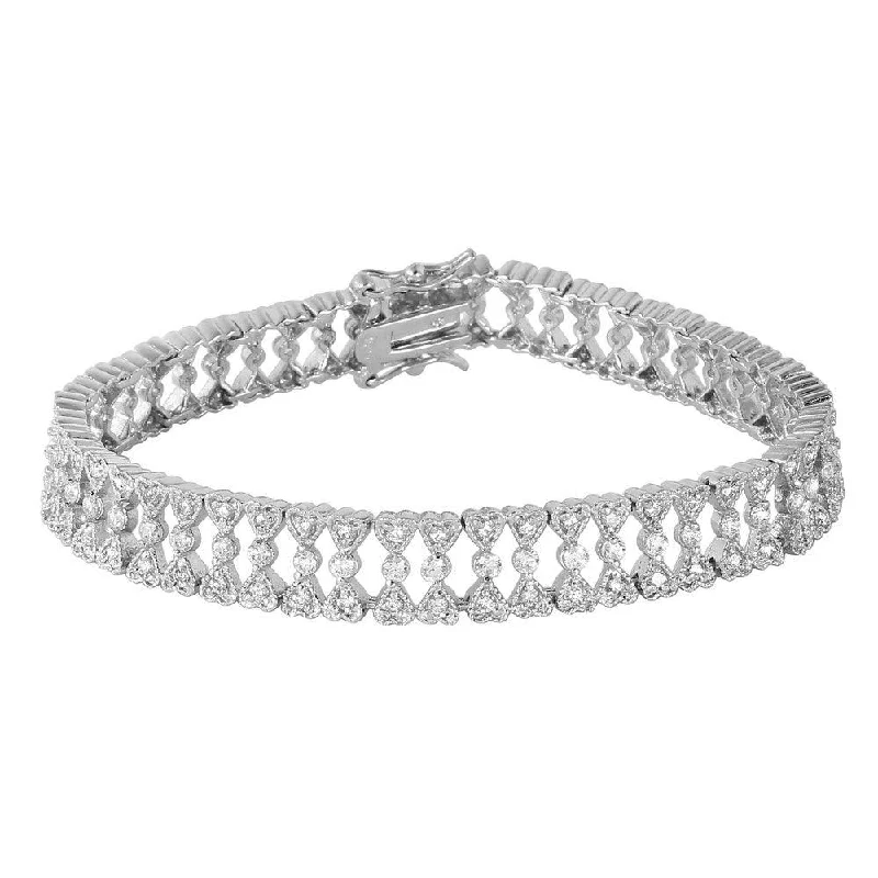 Silver 925 Small CZ Hearts Bracelet - BGB00163