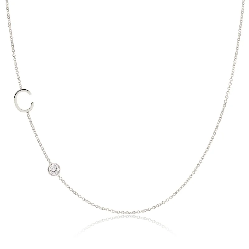 Monogram Necklace with Diamond White Gold