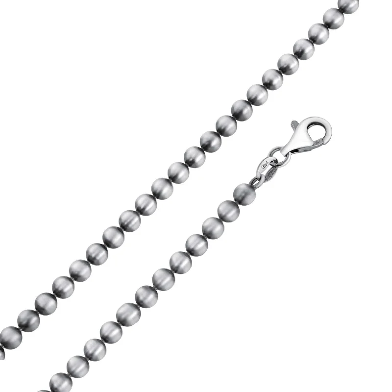 925 Sterling Gun Metal Plated Bead 400 4mm Chain or Bracelet - CH962