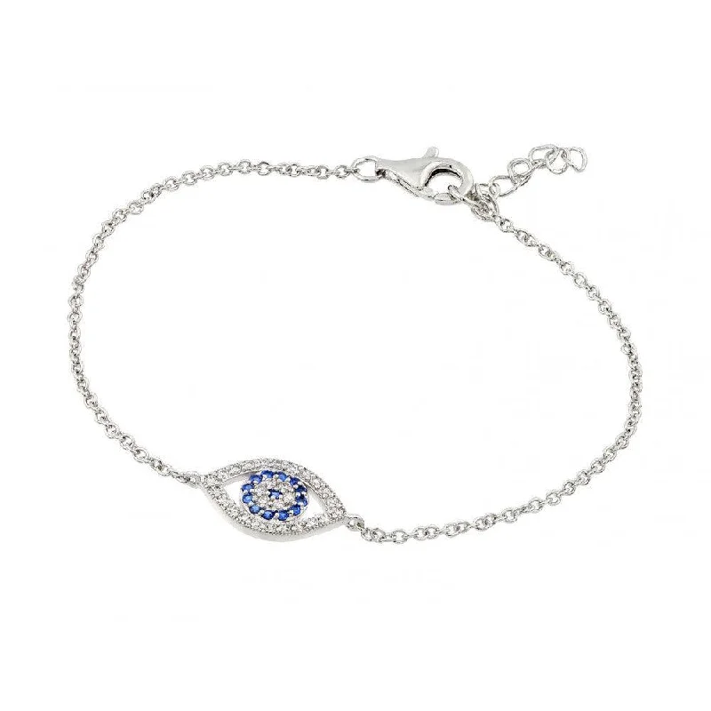 Silver 925 Rhodium Plated CZ Evil Eye Bracelet - BGB00209