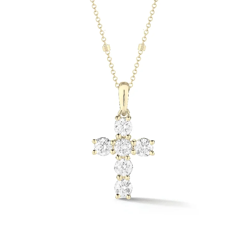 Mini Diamond Cross Pendant with Gold Accented Chain