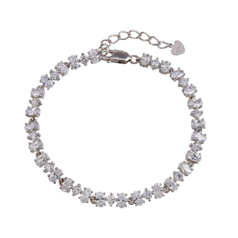 Rhodium Plated 925 Sterling Silver 5mm Link CZ Tennis Bracelet - BGB00341