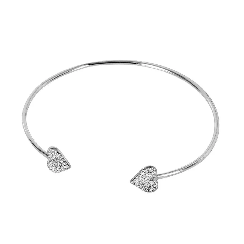 Silver 925 Rhodium Plated Heart Bracelet - BGB00240