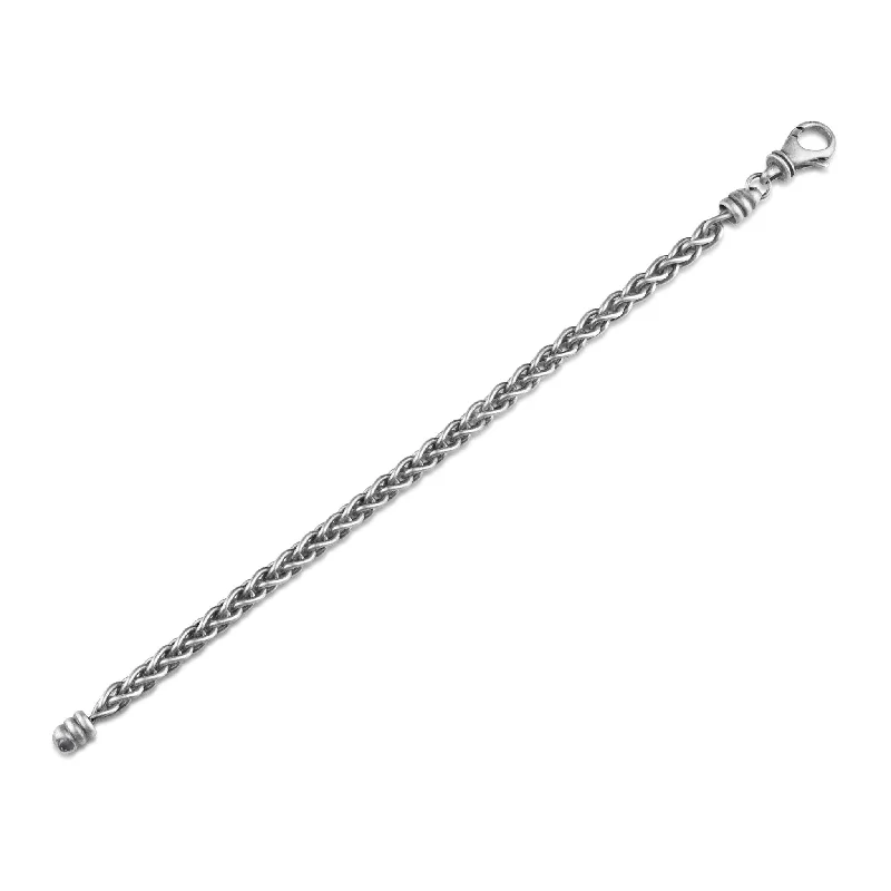 Oxidized 925 Sterling Silver Braided Link Bracelet 5.7mm - VGB32