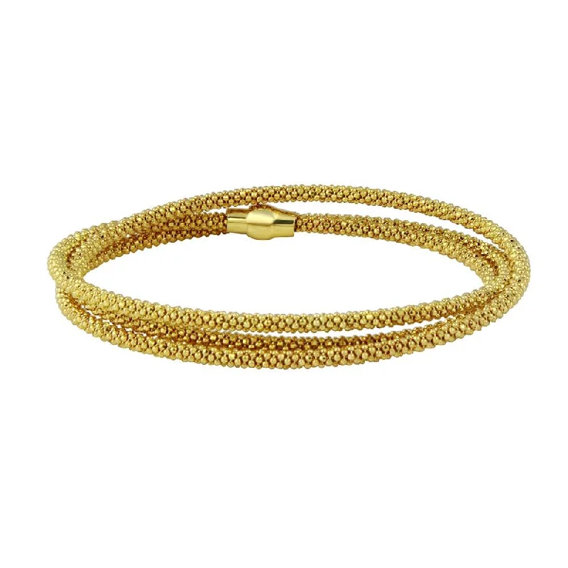 Clearance-Gold Plated 925 Sterling Silver 3 Wrap Magnetic Lock Bracelet - ECB00072YW