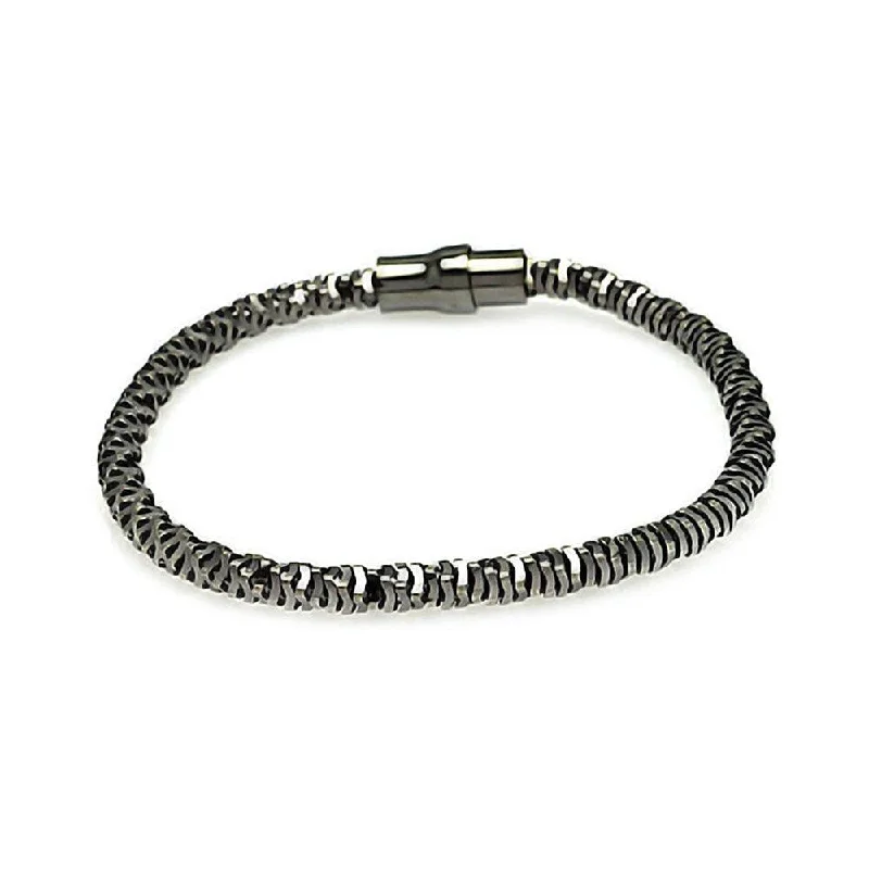 Clearance-- Silver 925 Black Rhodium Plated Italian Bracelet - ITB00004BLK