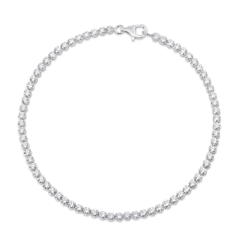 925 Sterling Rhodium Plated 2.4mm Tennis Clear CZ Bracelet - BSB0014