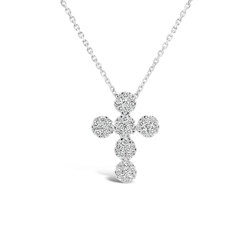 Pave Diamond Rounded Cross Pendant Necklace