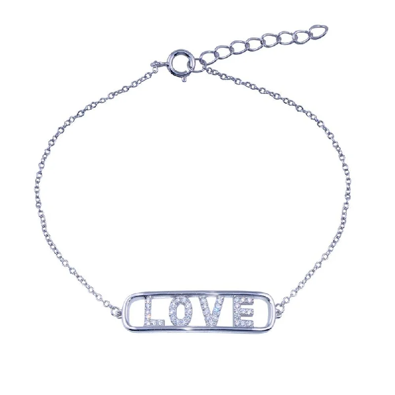 925 Sterling Silver Love Clear CZ Bracelet - BGB00364