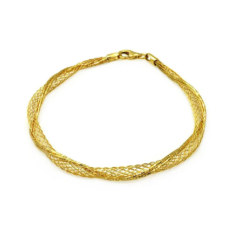 Clearance-Silver 925 Gold Plated Net Wrap Italian Bracelet - ITB00111GP