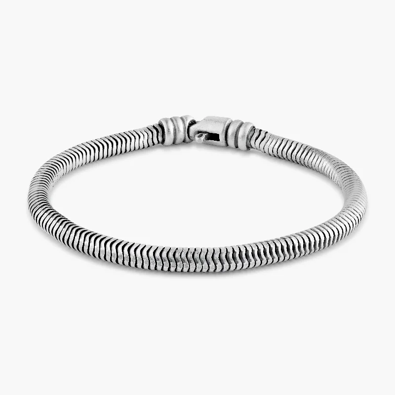 Gun Metal 925 Sterling Silver Round Hollow Snake Bracelet 6.3mm - VGB30