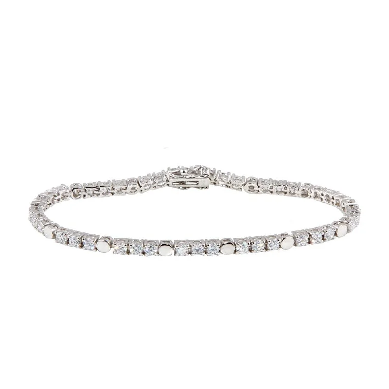 Silver 925 Rhodium Plated Clear CZ Tennis Bracelet - STB00017