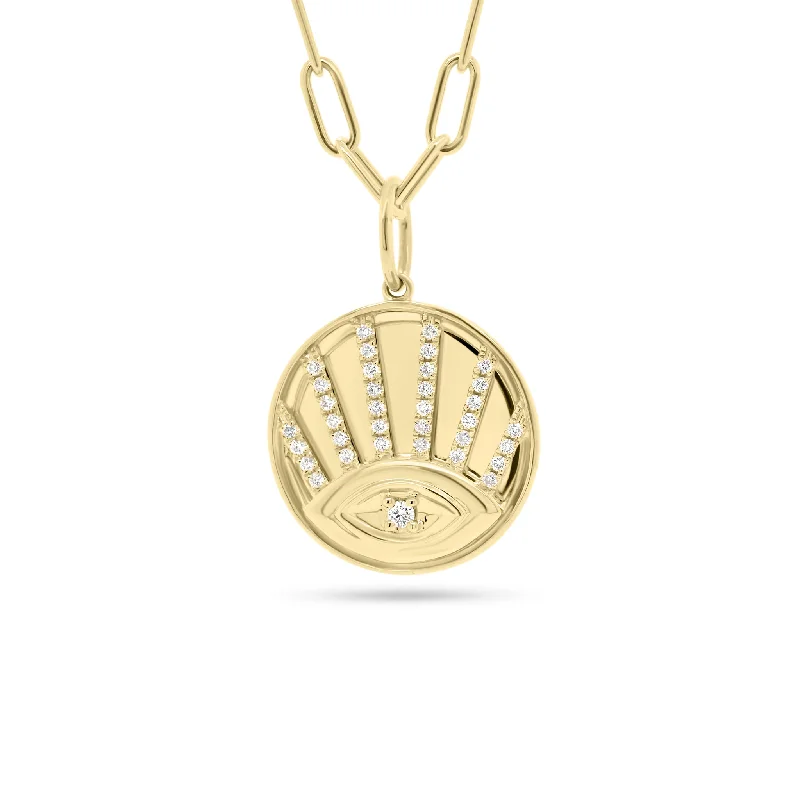 Diamond Evil Eye Disc Pendant