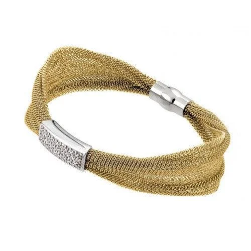 Gold Plated 925 Sterling Silver Mesh Italian Bracelet - JPB00004GP