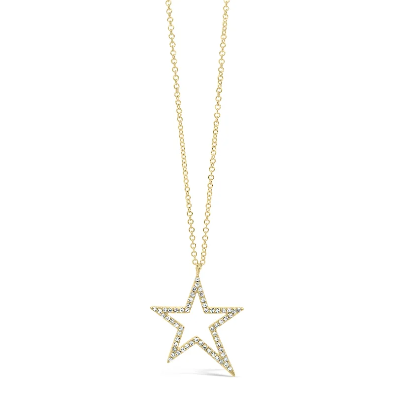 Diamond Asymmetrical Star Pendant Necklace