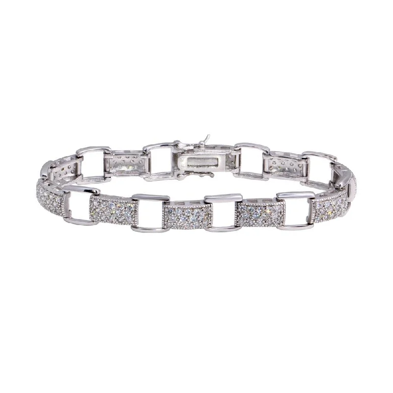 Rhodium Plated 925 Sterling Silver CZ Tennis Bracelet - STB00032