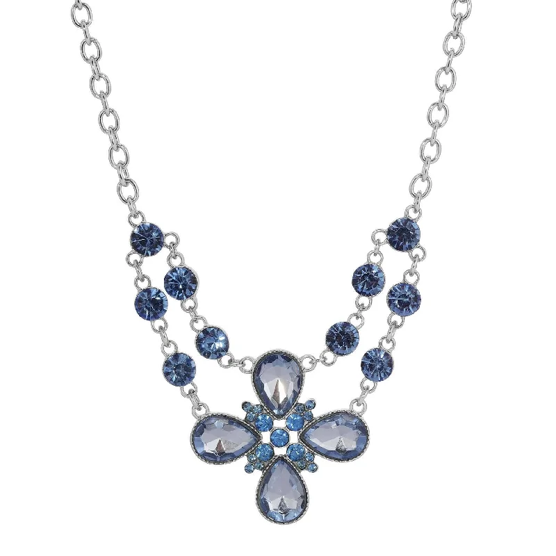 2028 Jewelry Crystal Flower Necklace 16" + 3" Extender