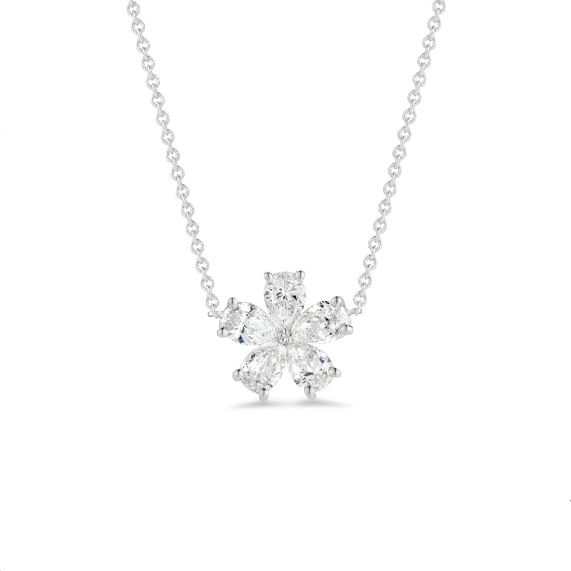 Prong-set Diamond Flower Necklace