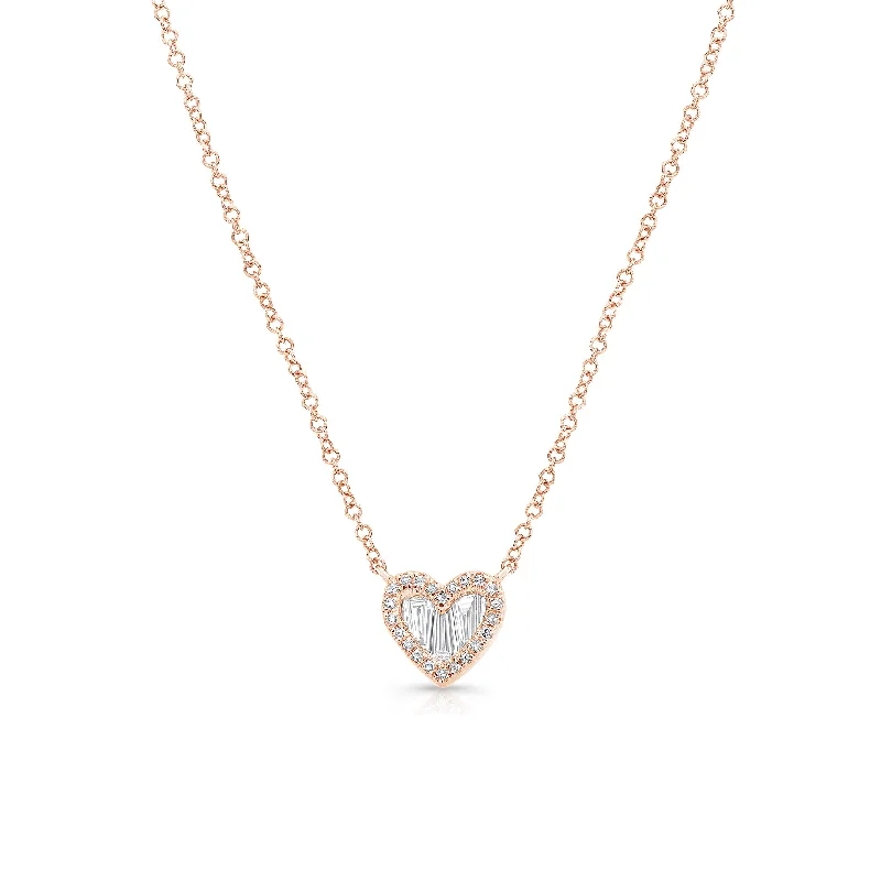 Diamond Baguette Heart Pendant Necklace