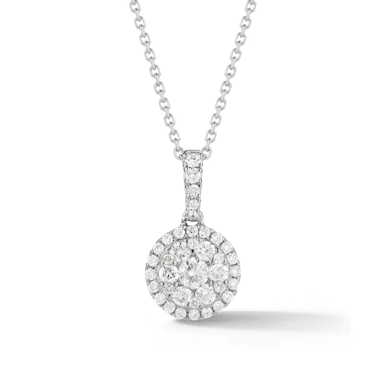 Small Diamond Halo Pendant Necklace