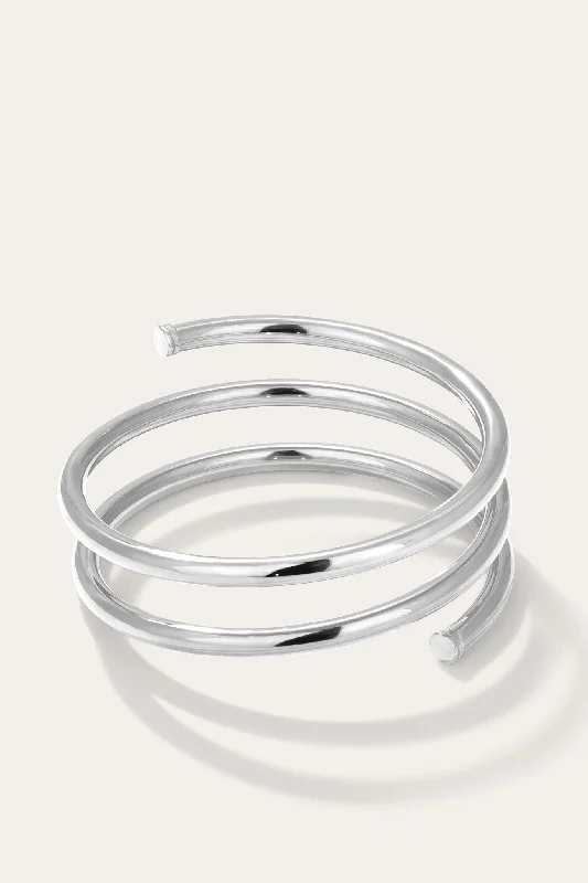 Large Coil Silver Plated Bangle