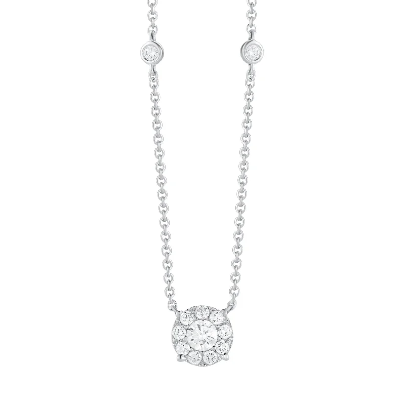 Diamond Small Halo Station Necklace