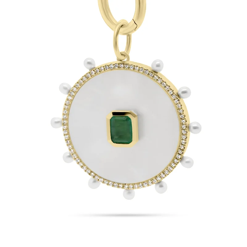 Emerald & Mother of Pearl Charm