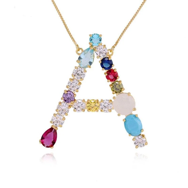 Rainbow Initial Necklace