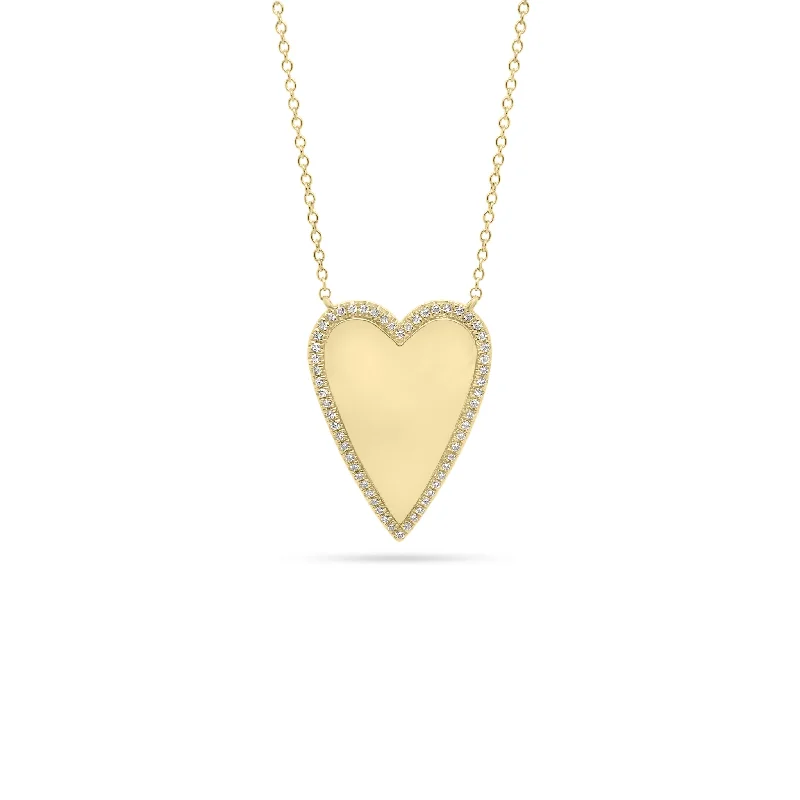 Diamond-Framed Elongated Heart Pendant