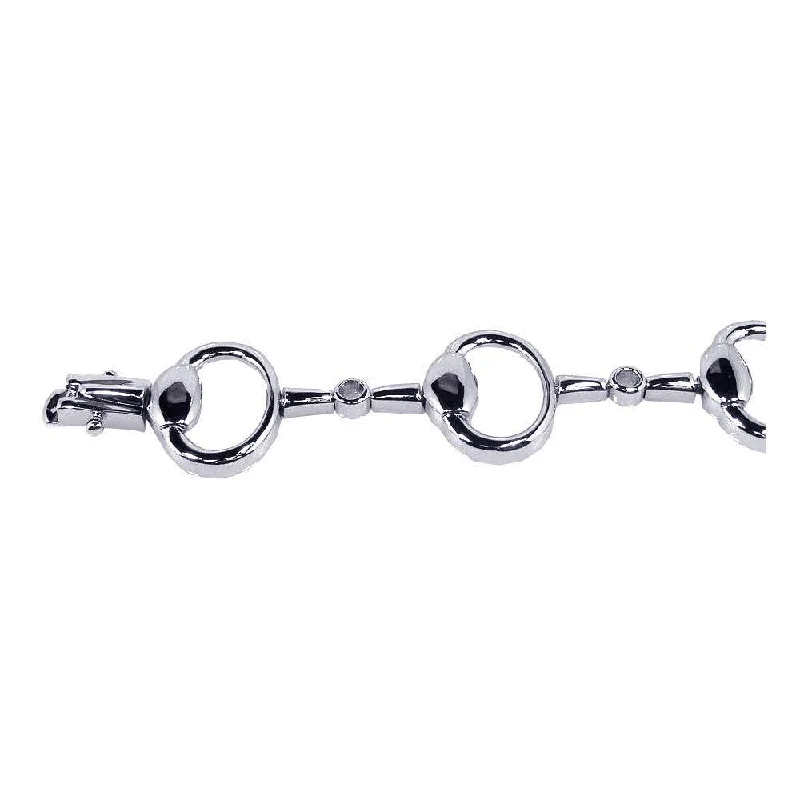 Clearance-Silver 925 Rhodium Plated Open Multi Oval Link Bracelet - STB00257