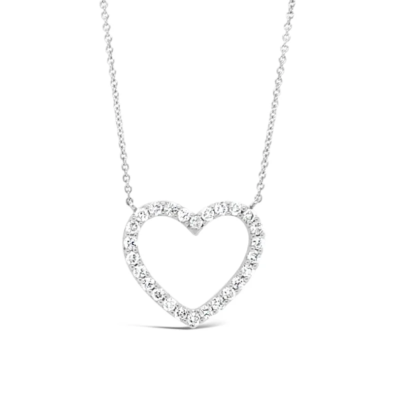 Diamond Heart Outline Pendant Necklace