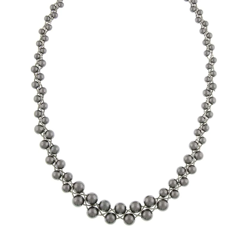 1928 Jewelry Round Intertwined Tahitian Grey Faux Pearl Strand Necklace 18" + 3" Extender