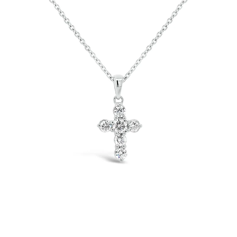 Diamond 6-Stone Cross Pendant Necklace