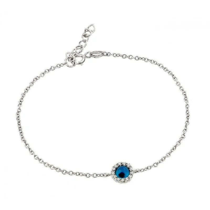 Silver 925 Rhodium Plated Evil Eye CZ Bracelet - BGB00168