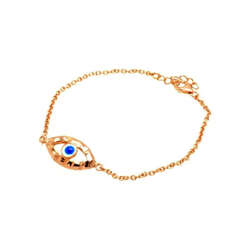 Silver 925 Rose Gold Plated Open Evil Eye CZ Bracelet - BGB00137